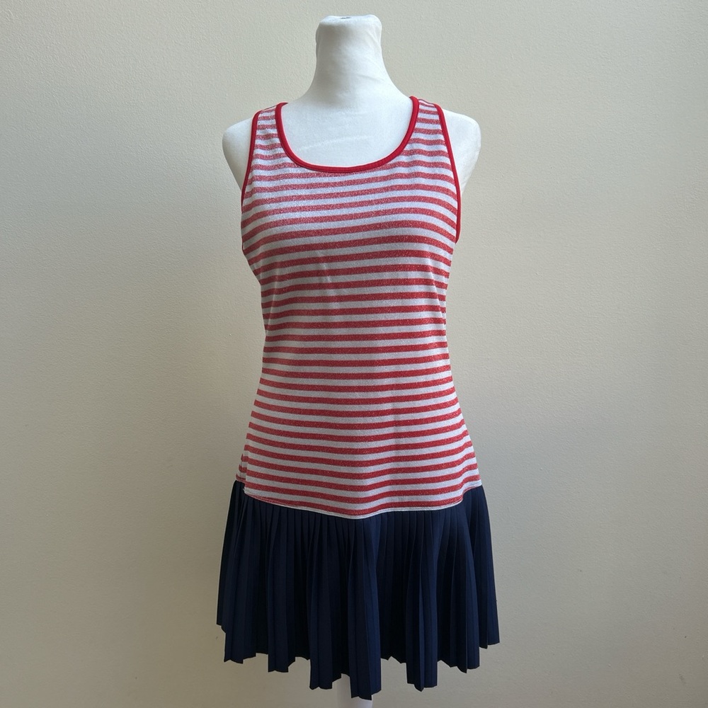 Fila Red and White Striped Tank Tennis Dress with Navy Skirt